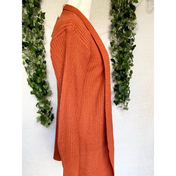 NWT No Comment 100% Acrylic Yarn Orange Cardigan Sweater Women's Small - Picture 3 of 9